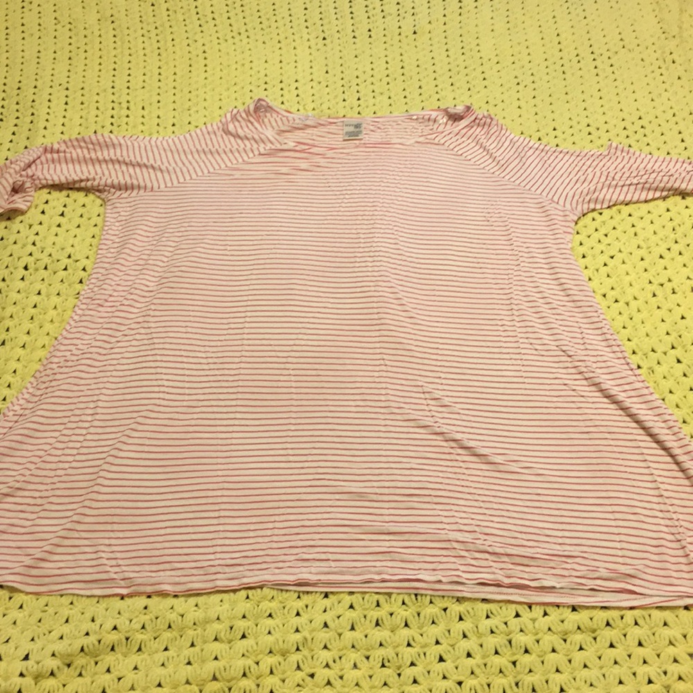 White with red strip Cold Shoulder Shirt